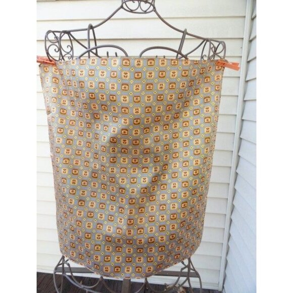 Vtg Scarf Pocket Square Blue Yellow Beige Geometric Design Handmade 100% Acetate - Picture 1 of 8